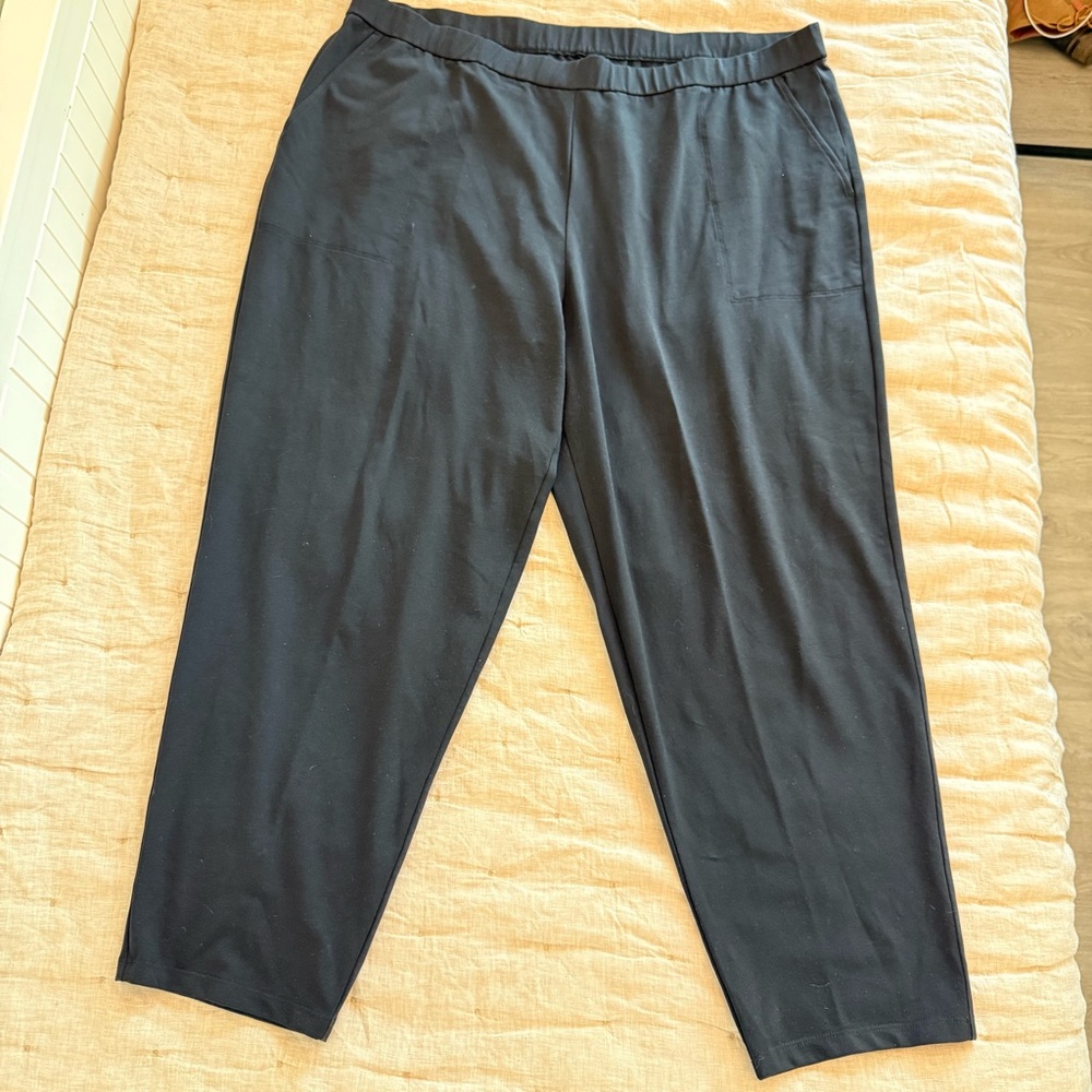 Eileen Fisher Organic Cotton Tapered Pull On Pants Black 2X